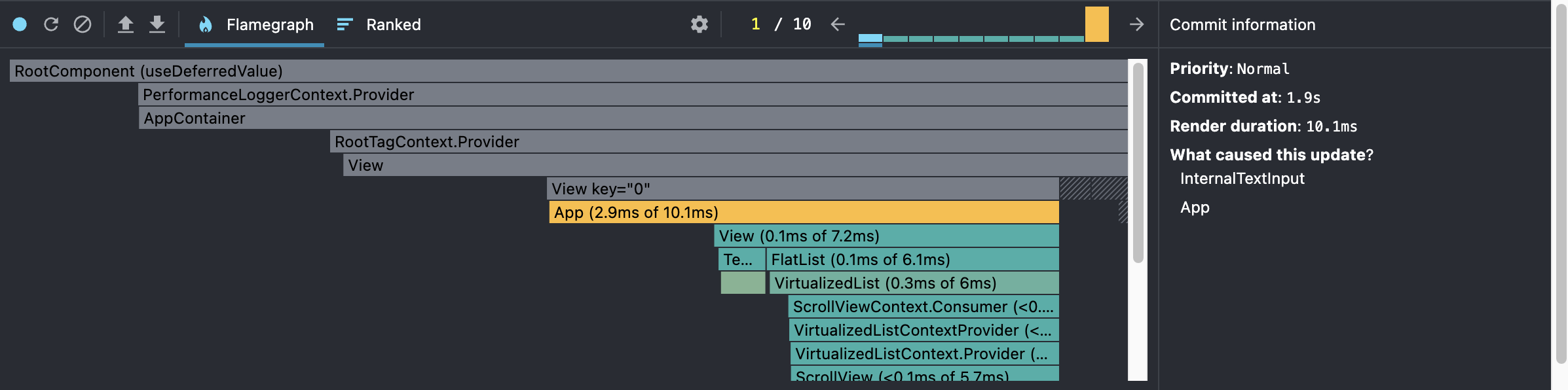 Profiler useDeferredValue with useMemo