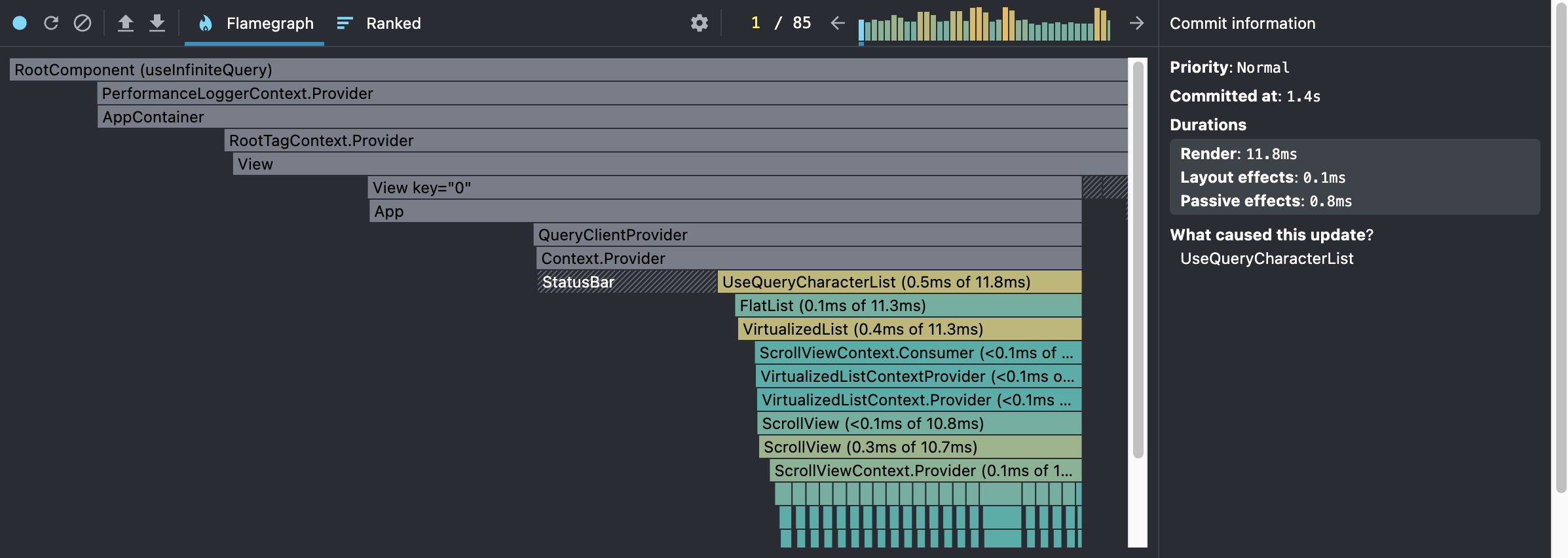 useQuery profiler